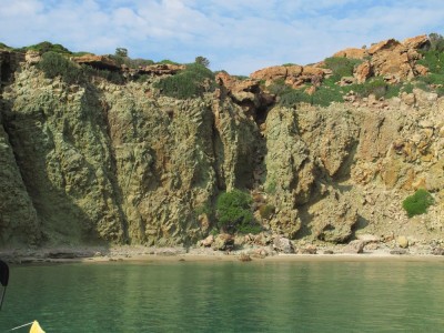 Green cliffs of Milos, Greece