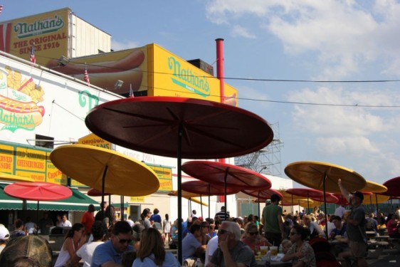 Dining patio at Nathan's Coney Island