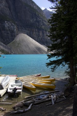 Canoes at Lake Moraine | Banff, Canada