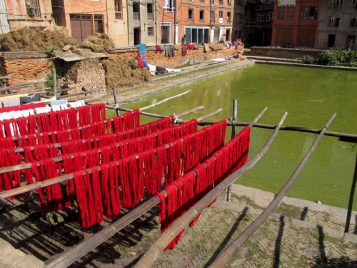 Dyed threads drying | Bhaktapur, Nepal