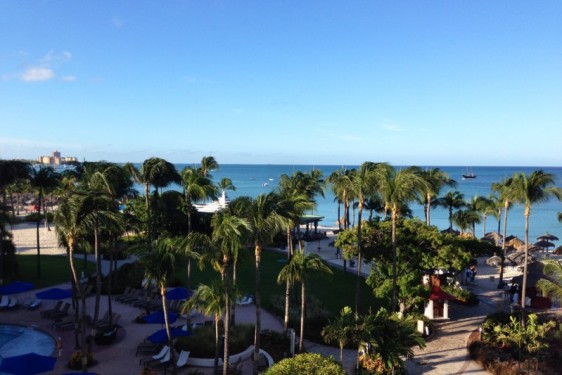 Balcony view in the morning at the Aruba Marriott