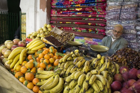 Sleeping fruit merchant | Marrakech, Morocco