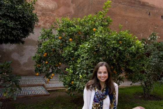 Annie and orange trees at the Saadian Tombs | Marrakech, Morocco