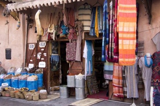 Spice and clothing shop in the medina | Marrakech, Morocco