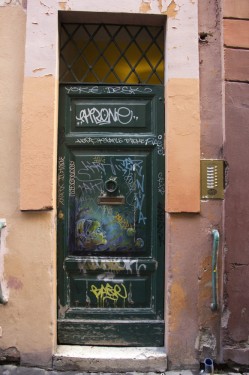 Graffiti art door in Trastevere | Rome, Italy