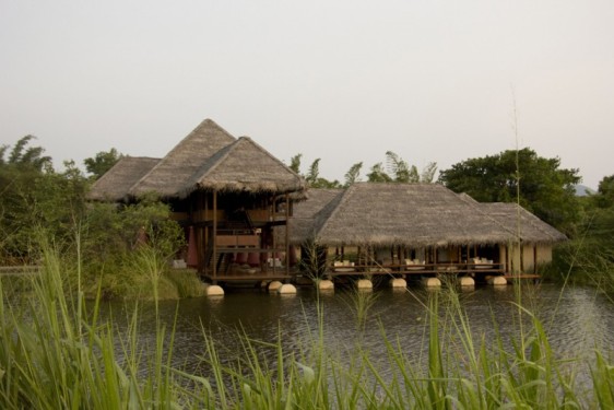 Main building across the lake at the Vil Uyana | Sri Lanka