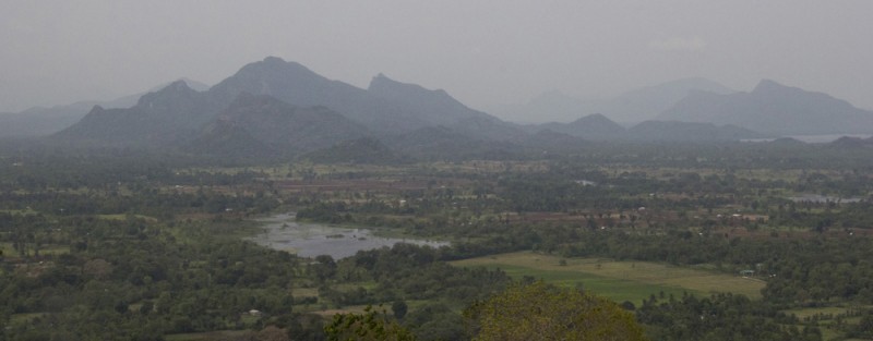 Panoramic mountain landscape view from the top of Sigiriya Sri Lanka