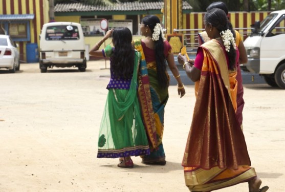 Colorful sarees and flowers | Matale, Sri Lanka