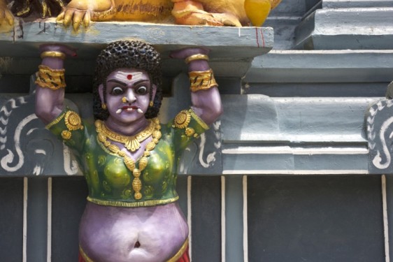 Purple goddess on the Sri Muthumariamman Temple |Dambulla, Sri Lanka