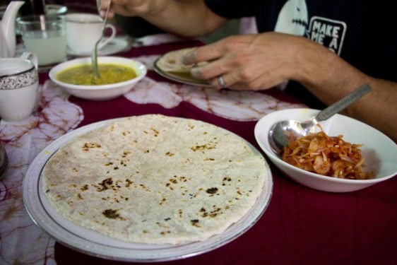 Coconut roti and dal sambal at Happy Spice | Unawatuna, Sri Lanka