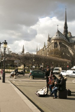 Trio playing outside Notre Dame | Paris, France