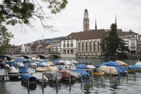 Covered boats in the marina Bahnhofstrasse | Zurich, Switzerland