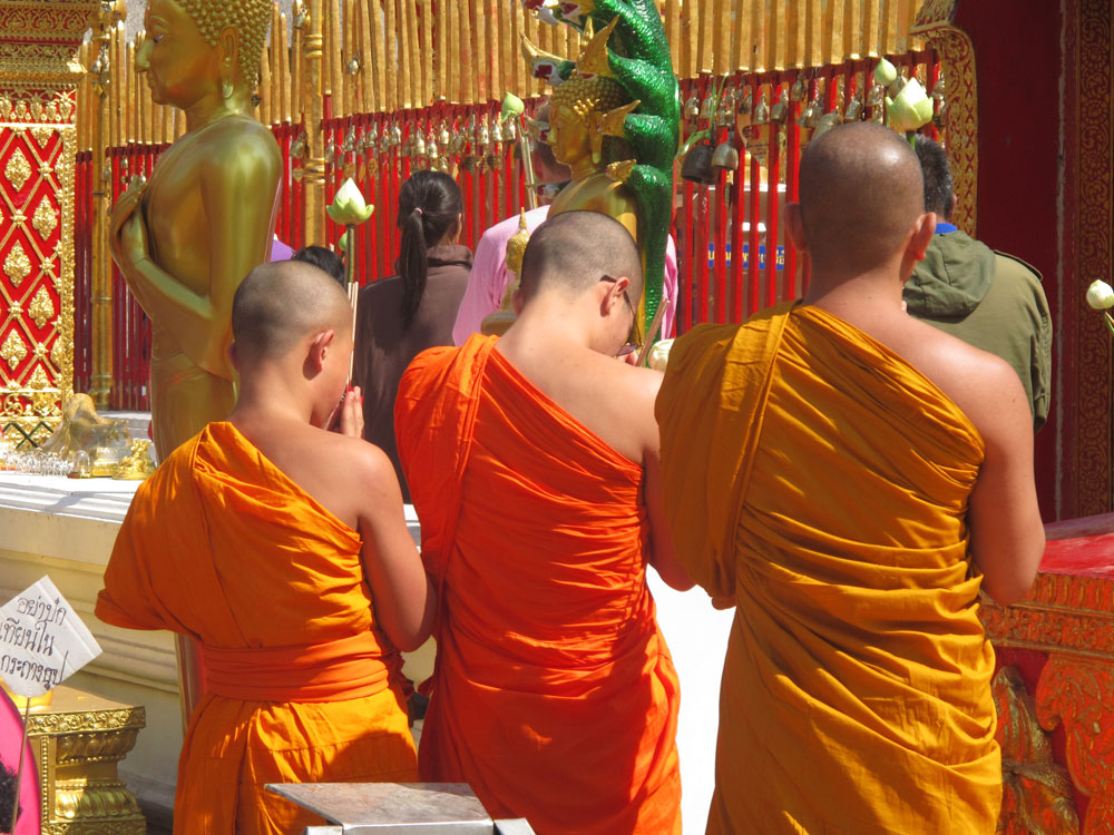 monks at doi suthep, chiang mai, thailand