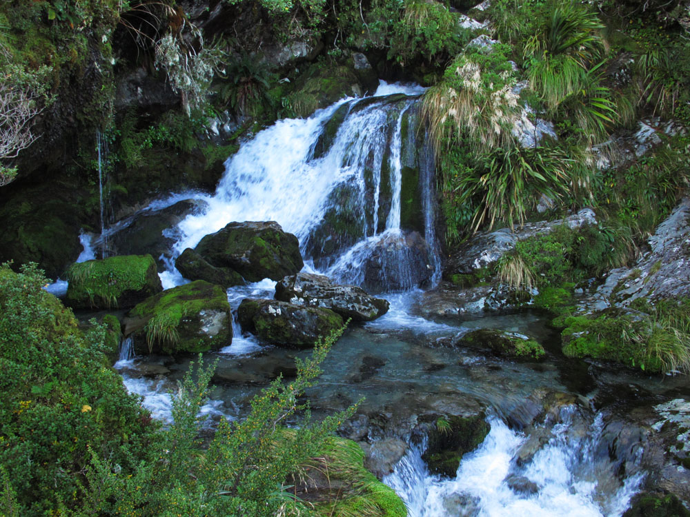 Waterfall on the Routeburn Track, New Zealand
